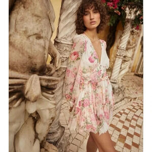 HEMANT & NANDITA ANKA SHORT FLORAL DRESS SIZE SMALL